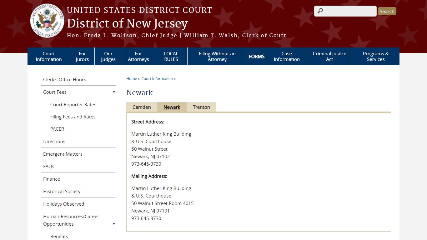 Newark | District of New Jersey | United States District Court